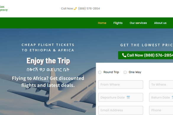 Ethiopian travel agency website